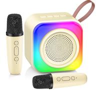Kids Karaoke Machine 2 Microphones - Birthday Presents Gift for Girls Age 3 4 5 6 7 8 9 10 11 12 - Halloween Christmas Xmas Toys for Kids, Daughter, Niece, Granddaughter Teen Girls (Beige)