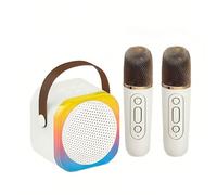 Kids Karaoke Machine with 2 Microphones, White Portable Bluetooth Speaker for Kids Adults, Fun Music Toy with LED Lights - Perfect Birthday/Easter Gifts for Boys Girls Ages 3-15