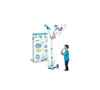 Kids Karaoke Machine with Adjustable Stand and Colorful Lights, Single/Double Microphone Karaoke Toys Standing Singing Machine Party Supplies for Home & School (Blue Double Mic)