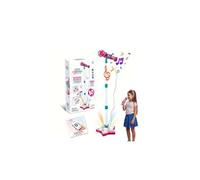 Kids Karaoke Machine with Adjustable Stand and Colorful Lights, Single/Double Microphone Karaoke Toys Standing Singing Machine Party Supplies for Home & School (Pink Single Mic)