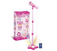 Kids Karaoke Machine with Adjustable Stand,Upgrade Kids Microphones for Singing Along with Rotational Flashing Stage Lights,Pedals Gift for 3+ Years Old Girls and Boys