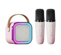 Kids Karaoke Machine with Bluetooth Speaker,Portable Bluetooth Karaoke Speaker with 2 Wireless Microphones for Kids Teens Adults, for Girls Boys Birthday Holiday Home Family Party (Pink)