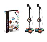 Kids Karaoke Machine with Stand,Karaoke Machine Kid, Standing Microphone with Flashing Stage Lights Adjustable Stand Gift, Singing Musical Toy for Age 3+ Children, Boys and Girls (Black, 2 Pcs)