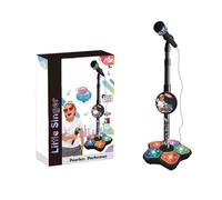 Kids Karaoke Machine with Stand,Karaoke Machine Kid, Standing Microphone with Flashing Stage Lights Adjustable Stand Gift, Singing Musical Toy for Age 3+ Children, Boys and Girls (Black, 1 PC)