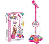 Kids Karaoke Machines, Adjustable Karaoke Microphone Stand Toy - LED Lights, Flashing Pedal & Smart Connectivity, Portable Amplified Singing Toy for Boys & Girls (Red)