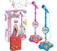 Kids Karaoke Microphone With Stand,Kids Microphone And Stand With Adjustable Height & Flashing Stage Lights,Toddler Microphones And Stands For Girls And Boys (2pcs)