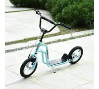 Kids Kick Scooter Teen Push Scooter Adjustable w/ 2 Brakes Inflatable Big Wheels HOMCOM Blue One Size