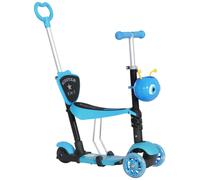 HOMCOM Kids Scooter with Lights, Music, Adjustable Height, Foldable Frame, LED Wheels, for Ages 3-7 Years - Blue
