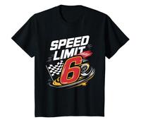 Kids Kids Boys Girls 6 Six Race Car Racing Flag 6th Birthday T-Shirt