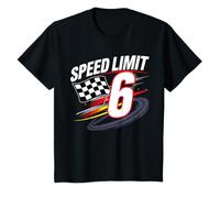 Kids Kids Boys Girls 6 Six Race Car Racing Flag 6th Birthday T-Shirt