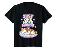 Kids Kids Funny Lazy Cat Just One More Minute Cute Sleeping Kitty T-Shirt