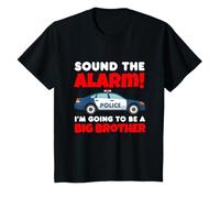 Kids Kids I'm Going to Be A Big Brother Police Car Baby Reveal T-Shirt