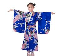 Kids Kimono Robe Traditional Japanese Kimono Girls Dressing Gowns Satin Bathrobes Dress Geisha Yukata Dress Floral Girl's Yukata Robes Japanese Robe Dresses Halloween Carnival Party Robes