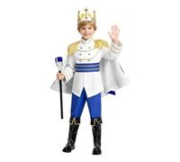 Kids King Costume with Crown 7 Piece Medieval Royal Halloween Costume