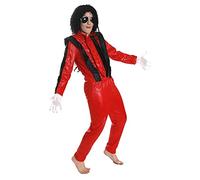 Kids King of Pop Costume - X-Large - Red and Black Leather-Look Jacket and Matching Trousers - Boys Girls Halloween TV Film 80s Pop Music Icon Fancy Dress Costume