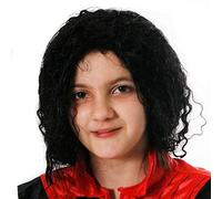 Kids King of Pop Wig - Pack of 12 - Black Wet-Look Relaxed Afro Perm Wig - Boys Girls Childs Retro 70s 80s Pop Music Icon TV Film Halloween Fancy Dress Costume Accessory