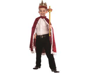 Kids King Robe and Crown Costume By Dress up America One Size