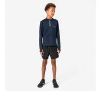 Kids Kiprun Warm 100 Long-sleeved Running T-shirt 1/2 Zip Warm - Navy Blue