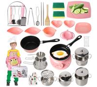 Kids Kitchen Accessories 37PCS, Real Cooking Kitchen Accessories for 6-12 Years,Kids Cooking Set With Induction Cooker-Wok-Dumpling Maker-High Pot-Knife-Soup Pot