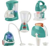 Kids Kitchen Appliance Set,Kitchen Role Play Toy with Bread Maker,Coffee Maker,Blender,Vacuum Cleaner,Juicer,Pretend Play Food Accessories Set with Sounds & Lights for Kids,Gift for Girls Boys 3+