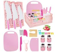 Kids kitchen knife Set for Chopping 24PCS Mini Chef Kids Cooking Knife Set with Toddler Knife,Foldable Storage Box,Crinkle Cutter,Cookie Cutters and more for 4 5 6 Years Boys Girls Birthday Gifts