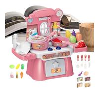 Kids Kitchen Playset, Cooking Set Toy Kitchen Accessories, Playset with Light Music Fine Motor Games for Kids Family Fun Home Educational Birthday Party Favors