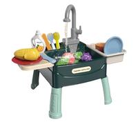 Kids Kitchen Sink - Mini Water Sink, Play Feat | Interactive Toy Set with Cutting Fruit Vegetable Accessories, Electric Dishwasher for Kids Cooking Role Creat