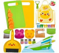Kids Kitchen Tools, 29 Pieces Kids Cooking Sets Real-Montessori Cooking Set for kids Chef with Children Safe Knives Cutting Set - 3+ Ages