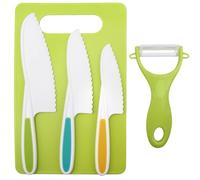 Kids Knife Set for Chopping, 5 Pcs Montessori Kitchen Tools for Toddler Cooking Set, BPA Free Kids Safe Kitchen Cooking and Baking Set with Peeler, Cutting Board for Sandwich Bread Vegetable Fruit