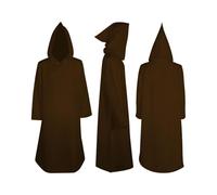 Kids Knight Robe Hooded Cloak Halloween Costume for Boys Girls Long Sleeve Cosplay Wizard Vampire Hooded Cape (Brown, 7-8 Years)