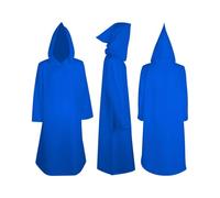 Kids Knight Robe Hooded Cloak Halloween Costume for Boys Girls Long Sleeve Cosplay Wizard Vampire Hooded Cape (Blue, 11-12 Years)