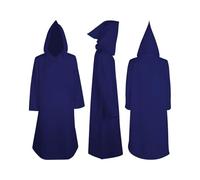 Kids Knight Robe Hooded Cloak Halloween Costume for Boys Girls Long Sleeve Cosplay Wizard Vampire Hooded Cape (Navy, 7-8 Years)