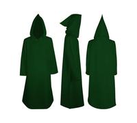 Kids Knight Robe Hooded Cloak Halloween Costume for Boys Girls Long Sleeve Cosplay Wizard Vampire Hooded Cape (Blackish Green, 5-6 Years)