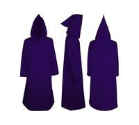 Kids Knight Robe Hooded Cloak Halloween Costume for Boys Girls Long Sleeve Cosplay Wizard Vampire Hooded Cape (Purple, 3-4 Years)