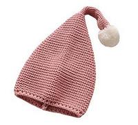 Kids Knit Beanie Cap Warm Long Tail Pom-pom Christmas Elf Hat for Boys Girls Pink