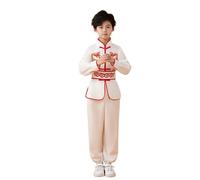 Kids Kung Fu Training Outfit, Wing Chun Uniform, Traditional Chinese Suit, 4-12 Years #D White