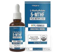 Kids L-Methylfolate 5-MTHF Methyl B12 Drops, 3 Pack, 30ml, Berry Flavor, Vegan-Friendly, Tube Feeding Supplements