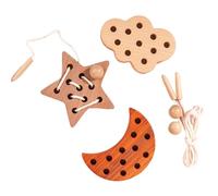 Kids Lace Toys,Set of 3 Threading Activity Puzzles - Wooden Lace Block Puzzle, Educational Learning Threading Toys with Rope for Early Development
