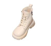 Kids Lace Up Ankle Boots Buckle Decor Side Zipper Chunky Sole Short | Booties for Boys Girls Toddler Little Kids Fall Winter Daily Wear School Travel Outdoor