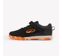 Kids’ Laceless Futsal Shoes - Eskudo Suede Sala Easy Grey And Orange