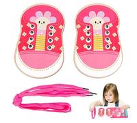 Kids Lacing Board - Shoe Threading Toy, Wooden Activity, Motor Skills Game, Educational Learning, Fun Play | Shoelace Threading Board, Fine Motor Skill Toy, Preschool Learning Activity Game