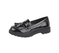 Kids Ladies Black Patent Slip On Loafer Shoes with Tassel