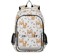 Kids Laptop Backpack Cute Corgi Bones High Middle School Casual Daypack Daily Travel Laptop Bag