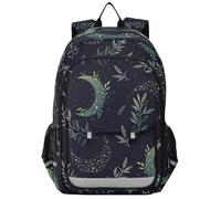 Kids Laptop Backpack Green Celestial Boho Magic Moon Herbs High Middle School Casual Daypack Daily Travel Laptop Bag