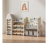 Kids Large Plastic Toy Storage Organizer and Bookshelf Combination