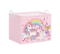 Kids Laundry Hamper with Handles,Collapsible Children Storage Basket for Clothes Books,Waterproof Storage Box for Bedroom Living Room Bathroom,40x30x30cm,Unicorn Castle