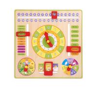 Kids Learning Calendar Clock, Wooden Calendar & Learning Clock, Interactive Educational Toy -Teaches Time, Days of the Week, Months, Seasons with Weather Chart, Preschool Learning Activity Board