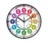 Kids Learning Clock - 10 Inch Non-ticking Learn To Tell Time Clock | Colorful Analog Kids Çlock, Silent Battery Operated Educational Time Teaching Wall Ćlock For Ķids, Children Bedroom Class
