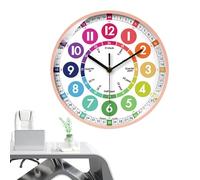Kids Learning Clock - 10 inch silent non-ticking, battery powered analog time teacher | Easy read colorful numbers moving hands clock, time to tell tools for s