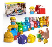 Kids Learning Toy - Animal Train Set, Educational Counting Blocks, Sensory Sorting Kit | Preschool Motor Skills Development Tool For Classroom Party Favors Easter Basket Stuffers Activities